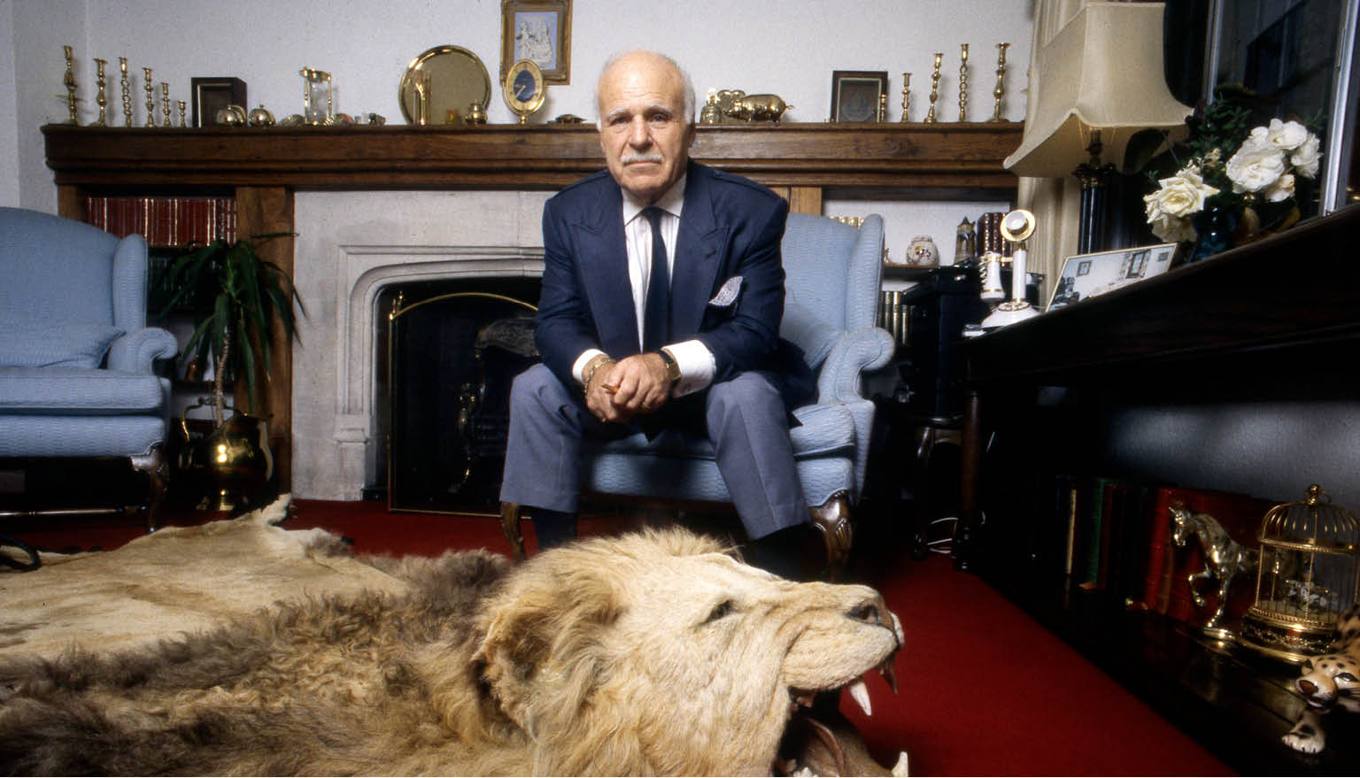 Music manager Don Arden (1926 - 2007), portrait, at home, near London, United Kingdom, 1995. Arden is the father of Sharon Osbourne and managed the Small Faces, Electric Light Orchestra and Black Sabbath. (Photo by Martyn Goodacre/Getty Images)